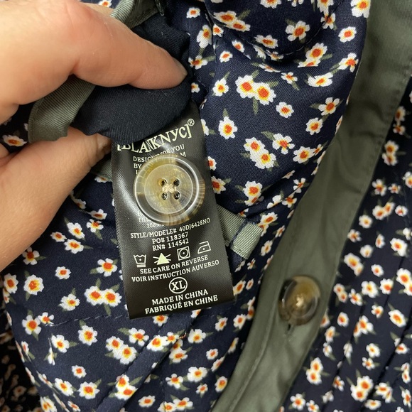 NWT BLANKNYC Reversible Quilted Jacket Olive Green Black Floral Oversized XL - Picture 8 of 10